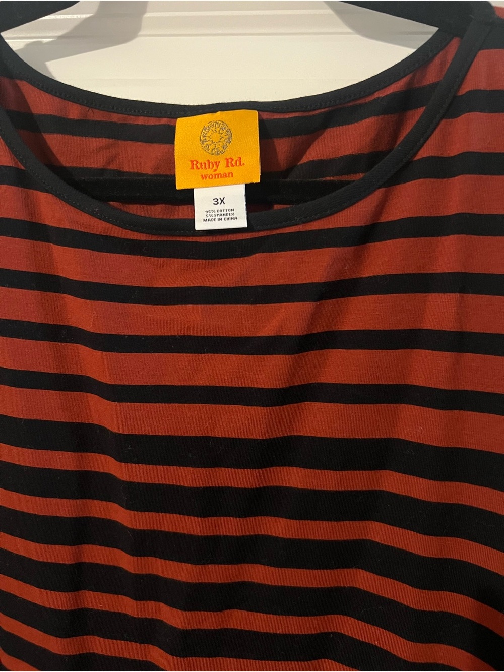 Ruby Rd. Rust and Black Striped Knit Top - Picture 2 of 4